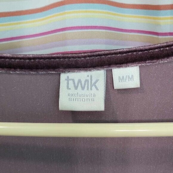 🍄 50% OFF - TWIK Lavender Velvet 3/4 Sleeves Wrap-Around Bodice Midi Dress - Picture 9 of 12